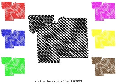 Division No. 14 (Canada, Saskatchewan Province, North America) map vector illustration, scribble sketch map