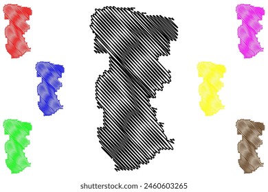 Division No. 5 (Canada, Alberta Province, North America) Map Vektorillustration, Scribble Sketch Map, Census Division in Alberta