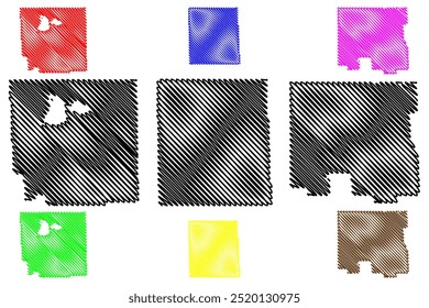 Division No. 8, No. 9, No. 10 (Canada, Saskatchewan Province, North America) map vector illustration, scribble sketch map