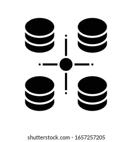 Division profits black icon, concept illustration, vector flat symbol, glyph sign.