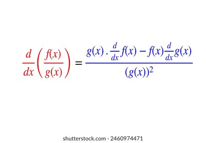 Division Property of differentiation, Calculus, maths Equation , High quality vector illustration for various education projects 