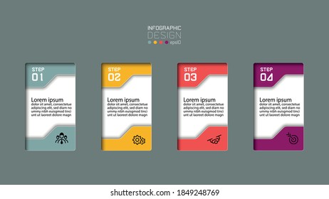 Division of square labels for clear information and presentations on marketing or business. vector infographic.