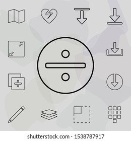 division symbol in a circle icon. Universal set of web for website design and development, app development