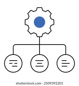 Design do ícone da tarefa da divisão. Representa Coordenação Departamental, Alocação De Tarefas, Eficiência Da Equipe, Planejamento Do Projeto. Ícone de vetor com Traço editável.