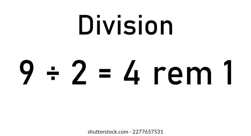 Division words in math. Parts of division. Dividend, divisor and quotient. Mathematics basic.