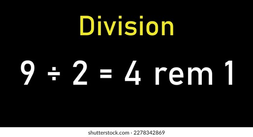 Division words in math. Parts of division. Dividend, divisor and quotient. Mathematics basic.