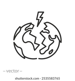 División del ícono mundial, crisis de geopolítica, división de la comunidad mundial, Ilustración vectorial de línea delgada