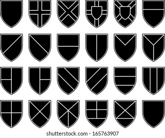 divisions of the shield. stencils.. vector illustration