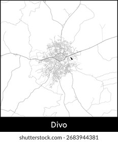 Mapa da cidade de Divo, Costa do Marfim - Mapa vetorial topográfico