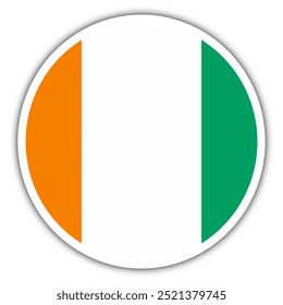 Côte d'Ivoire Button Flag Vector Template Design Illustrator