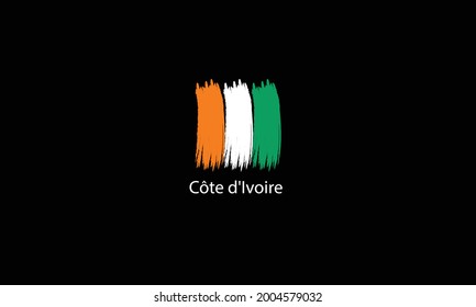 Côte d'Ivoire flag made in brush stroke background