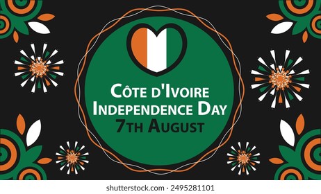 Côte d'Ivoire Independence vector banner design. Happy Côte d'Ivoire Independence modern minimal graphic poster illustration.