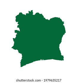 Côte d'Ivoire Map. Côte d'Ivoire map illustration. Côte d'Ivoire map flat chart. Côte d'Ivoire map vector silhouette