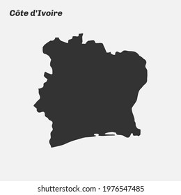 Côte d'Ivoire map silhouette. Vector illustration.