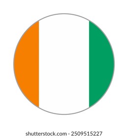 
Côte d'Ivoire Round flag vector icon isolated, flag button
