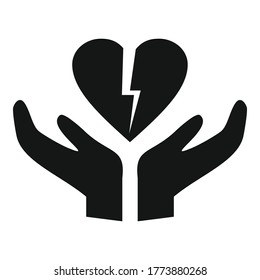 Divorce break heart icon. Simple illustration of divorce break heart vector icon for web design isolated on white background