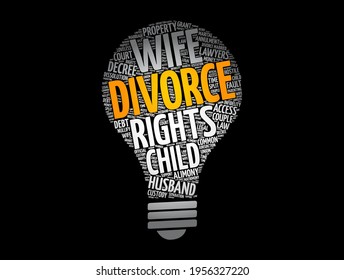 Divorce bulb word cloud collage, law concept background
