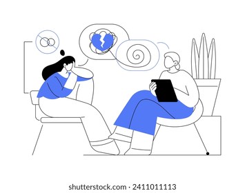 Divorce coach isolated cartoon vector illustrations. Divorce coach talking with woman, therapist session, small business, family relationship problems, share experience vector cartoon.