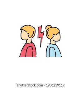 Divorce color line icon. Disagreement, relationship troubles concept.