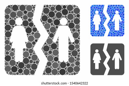 Divorce composition of circle elements in different sizes and color hues, based on divorce icon. Vector circle elements are united into blue composition.