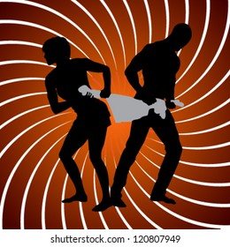 Divorce concept. Vector illustration of fighting couple