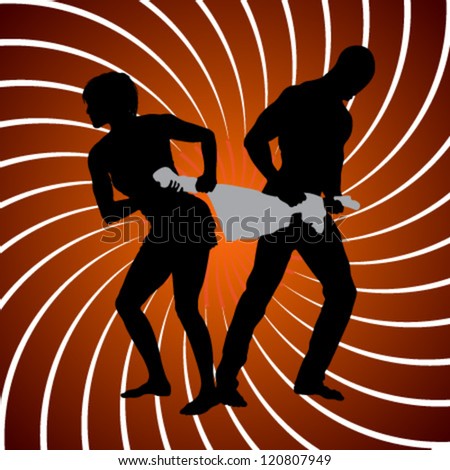 Divorce concept. Vector illustration of fighting couple