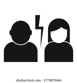 Scheidungspaar brechen Symbol. Einfache Illustration von Scheidungspaar brechen Vektorsymbol für Webdesign einzeln auf weißem Hintergrund