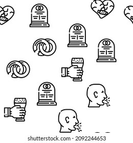 Divorce Couple Canceling Marriage Vector Seamless Pattern Thin Line Illustration