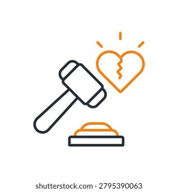 divorce decree icons minimalist flat style design, divorce decree Vector illustration on white background