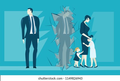 Divorce. Family braking concept illustration/