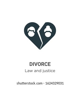Divorce glyph icon vector on white background. Flat vector divorce icon symbol sign from modern law and justice collection for mobile concept and web apps design.