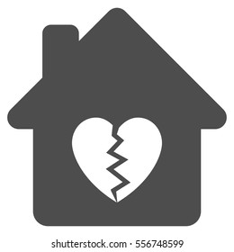 Divorce House Heart vector icon. Flat gray symbol. Pictogram is isolated on a white background. Designed for web and software interfaces.