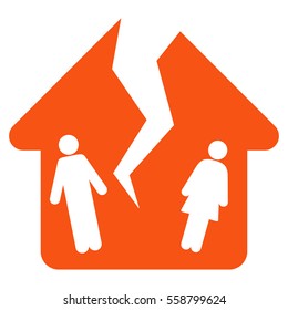 Divorce House vector icon. Flat orange symbol. Pictogram is isolated on a white background. Designed for web and software interfaces.