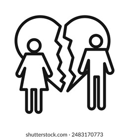 Divorce icon Black line art vector