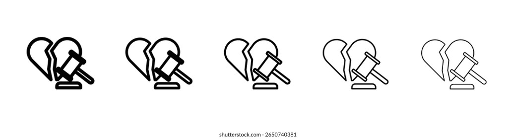 Scheidungssymbol flache Illustration Set Logo
