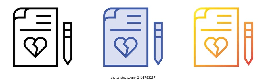 divorce icon. Linear, Blue Fill and Gradient Style Design Isolated On White Background