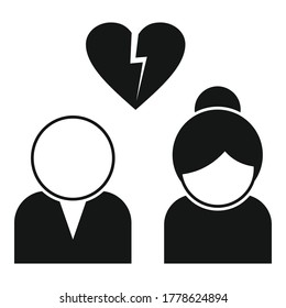 Divorce icon. Simple illustration of divorce vector icon for web design isolated on white background