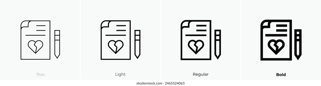 divorce icon. Thin, Light Regular And Bold style design isolated on white background