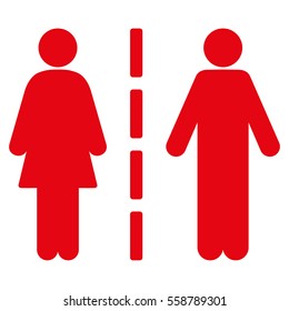 Divorce Line vector icon. Flat red symbol. Pictogram is isolated on a white background. Designed for web and software interfaces.