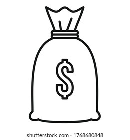 Icono de la bolsa de dinero para el divorcio. Esbozar el ícono del vector de bolsa de dinero de divorcio para el diseño web aislado en fondo blanco