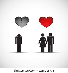 divorce and new relationship broken heart sad man vector illustration EPS10