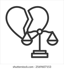 Divorce Outline Icon Vector Illustration