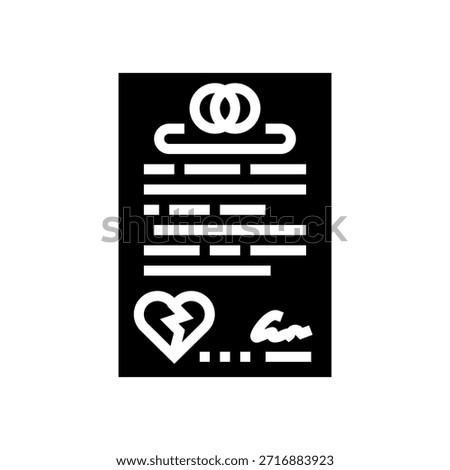 divorce papers glyph icon vector. divorce papers sign. isolated symbol illustration