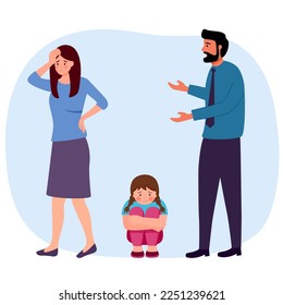 Ilustración vectorial del concepto de problema familiar y padre de divorcio.