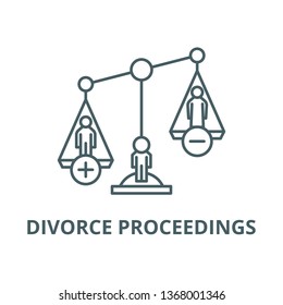 Divorce proceedings line icon, vector. Divorce proceedings outline sign, concept symbol, flat illustration