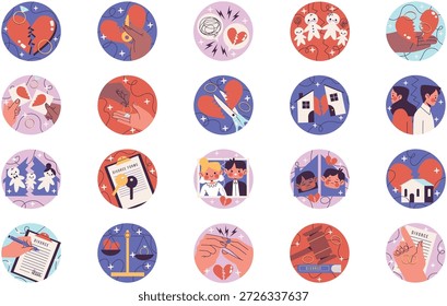 Divorce And Relationship Illustrations Vector Illustration. Illustration symbol design template for web mobile UI element.