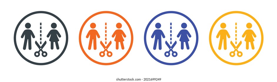 Divorce, separated couple icon. Unhappy relationship symbol