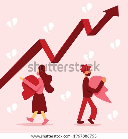 Divorce and separation rate rose during coronavirus pandemic, Illustration of a couple walking away from their relationship