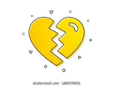 Divorce Sign. Break Up Love Icon. Valentines Day Symbol. Yellow Circles Pattern. Classic Break Up Icon. Geometric Elements. Vector