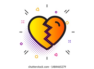 Divorce sign. Halftone circles pattern. Break up Love icon. Valentines day symbol. Classic flat break up icon. Vector